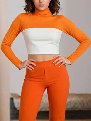 Balıkçı Yaka Bolero Kazak - Toptan Kadın Giyim