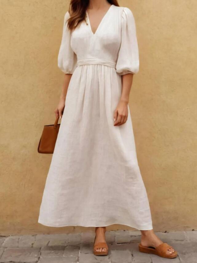 Bishop Kollu V Yaka Uzun Elbise - 1