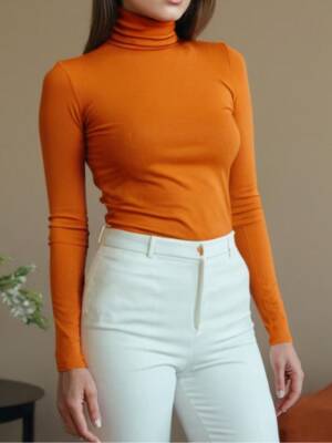 Boğazı Kapalı Zarif Slim Kazak - Toptan Kadın Giyim