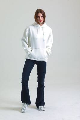Casual Comfort Kapüşonlu Sweatshirt Beyaz 
