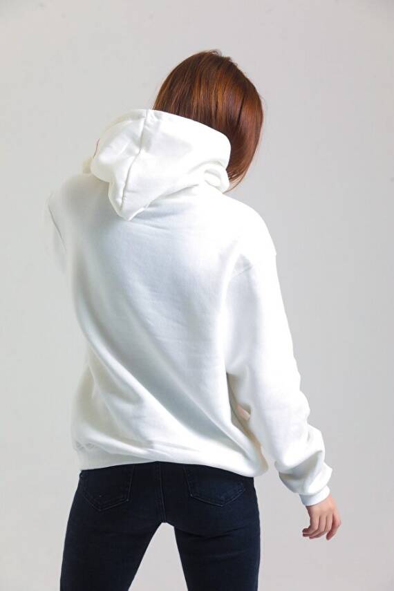 Casual Comfort Kapüşonlu Sweatshirt Beyaz - 5