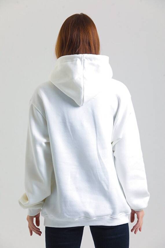 Casual Comfort Kapüşonlu Sweatshirt Beyaz - 6