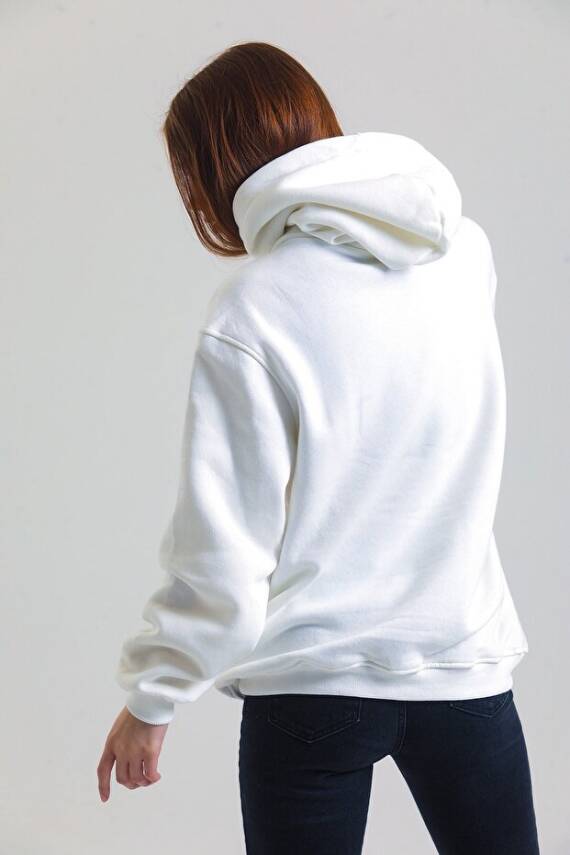 Casual Comfort Kapüşonlu Sweatshirt Beyaz - 7