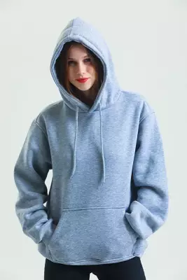 Casual Comfort Kapüşonlu Sweatshirt Gri 