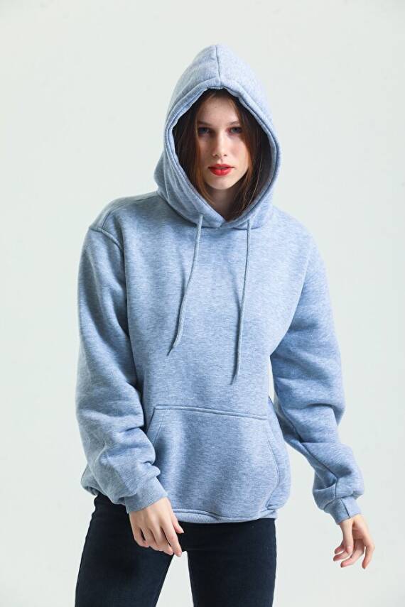 Casual Comfort Kapüşonlu Sweatshirt Gri - 3