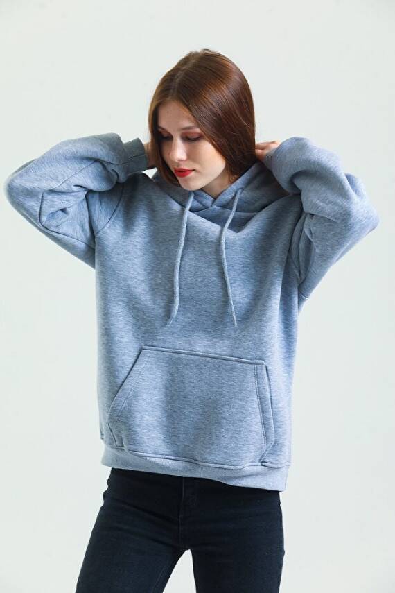 Casual Comfort Kapüşonlu Sweatshirt Gri - 4
