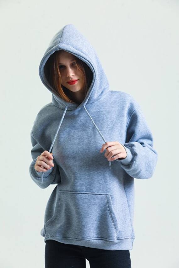 Casual Comfort Kapüşonlu Sweatshirt Gri - 5