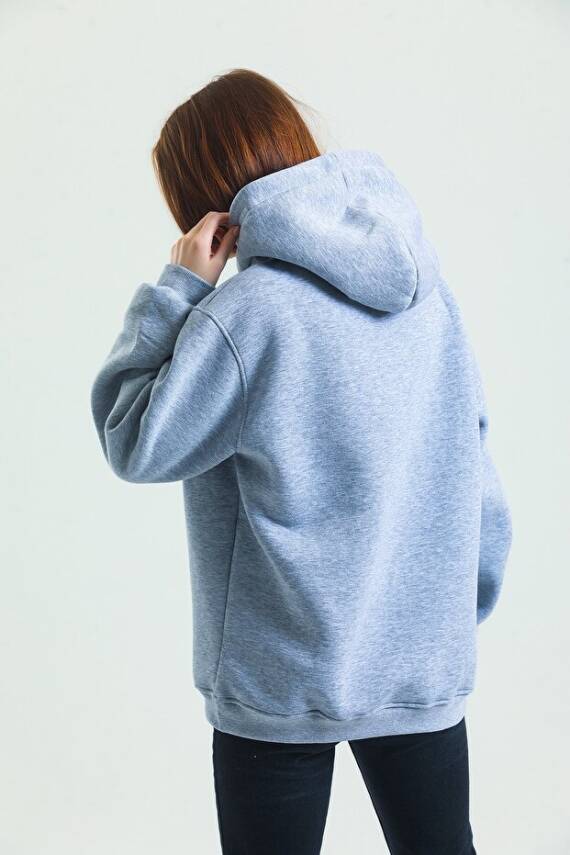 Casual Comfort Kapüşonlu Sweatshirt Gri - 7