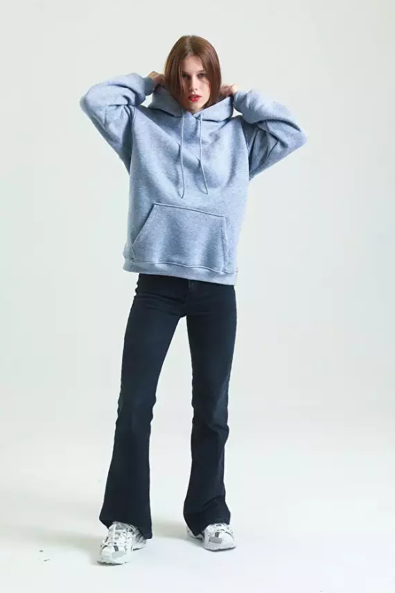 Casual Comfort Kapüşonlu Sweatshirt Gri - 2