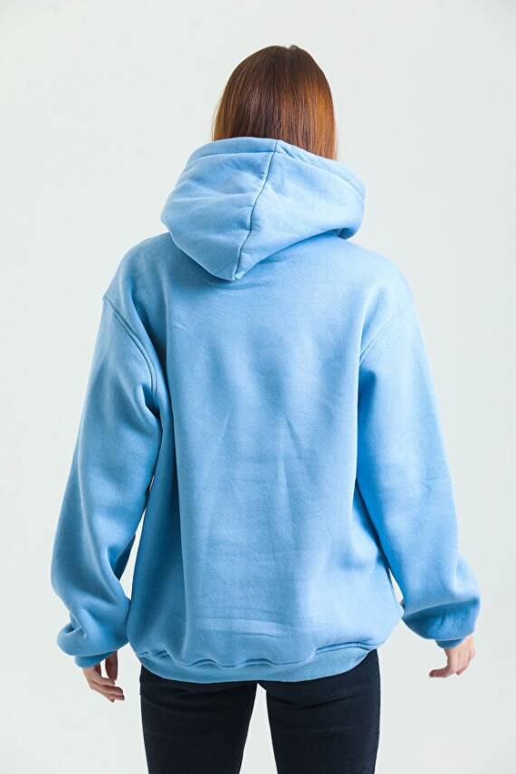 Casual Comfort Kapüşonlu Sweatshirt Mavi - 7