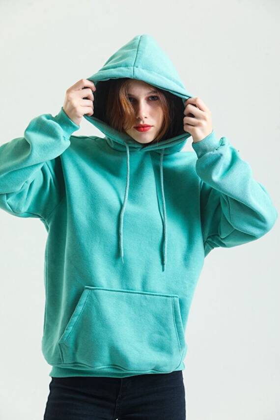 Casual Comfort Kapüşonlu Sweatshirt Mint - 2