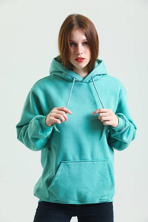 Casual Comfort Kapüşonlu Sweatshirt Mint - 5