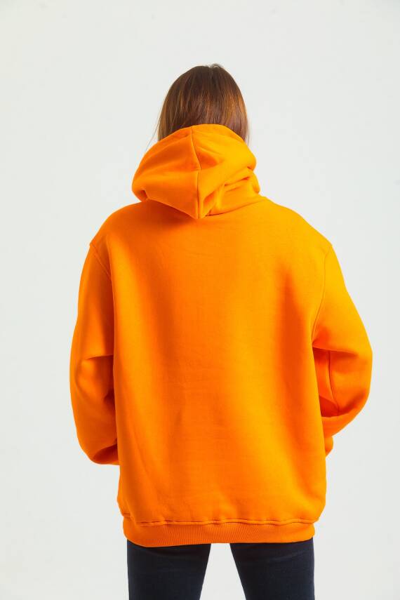Casual Comfort Kapüşonlu Sweatshirt Turuncu - 8