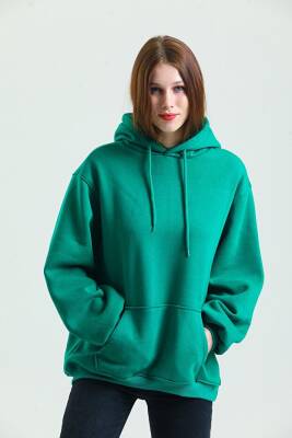Casual Comfort Kapüşonlu Sweatshirt Yeşil 