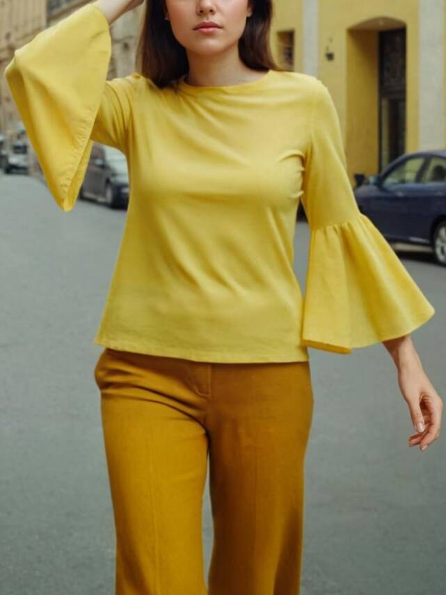 Fırfırlı Kollu Bluz - 1