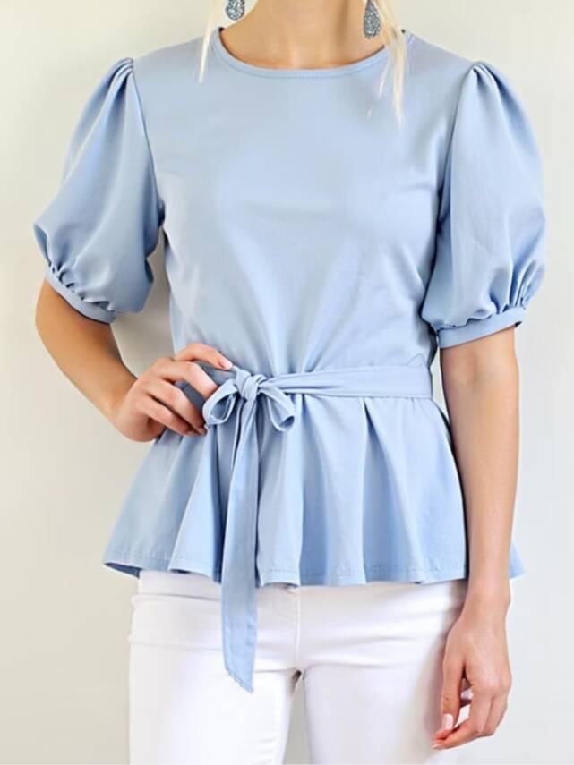 Fırfırlı Yarım Piskopos Kollu Bluz - 1