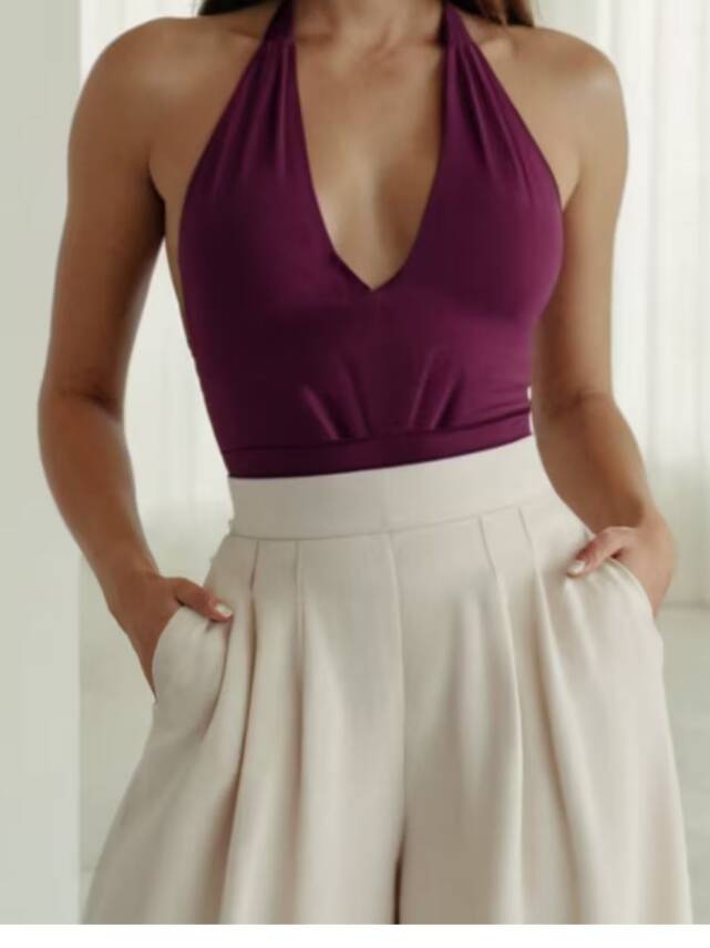 Halter Yaka V Yaka Bluz - 1