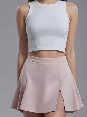 Kısa Yırtmaçlı Etek - Toptan Kadın Giyim