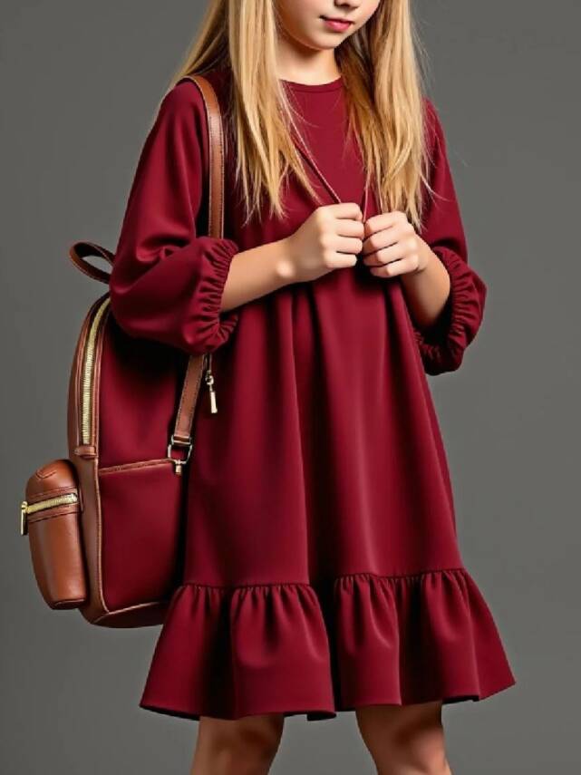 Kız Çocuk Diz Boyu Elbise - 1