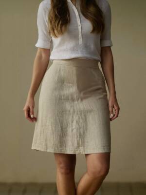 Şık ve Hafif A Kesim Keten Etek - Toptan Kadın Giyim