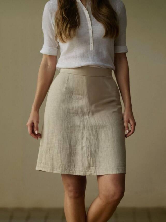 Şık ve Hafif A Kesim Keten Etek - 1