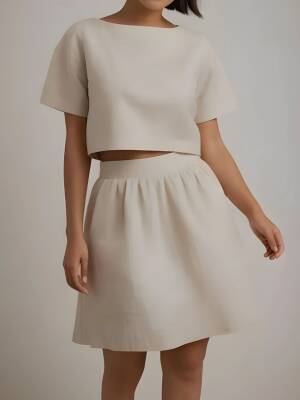 Yazlık Keten Bluz Etek Kombini - Toptan Kadın Giyim