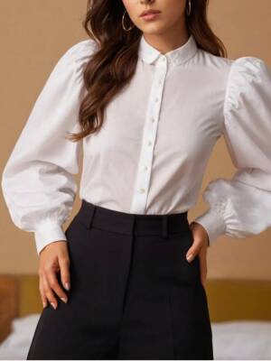 Zarif Piskopos Kol Gömlek - Toptan Kadın Giyim